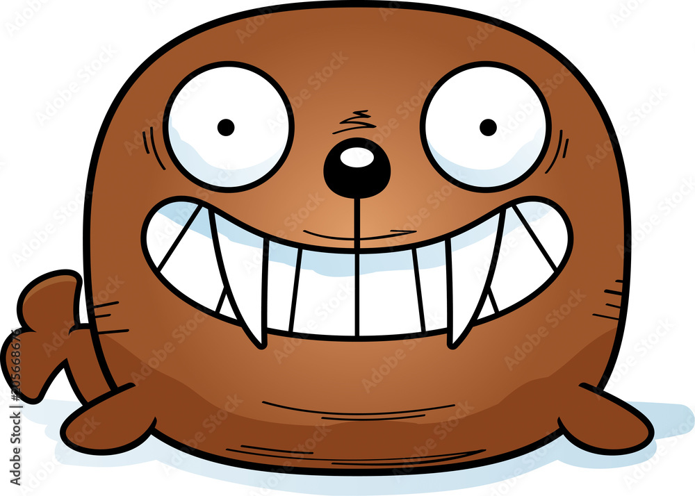 Fototapeta premium Happy Cartoon Walrus