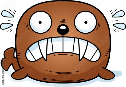 Scared Cartoon Walrus