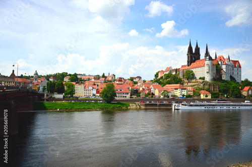 Medieval Albrechtsburg castle overlooking the Elbe river in Meissen, Germany