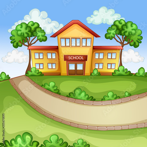 Beautifull ilustration with school building