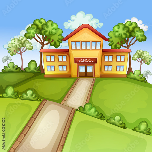 Beautifull ilustration with school building