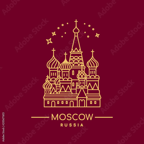 St. Basil's Cathedral vector illustration. Line art. Moscow landmark.