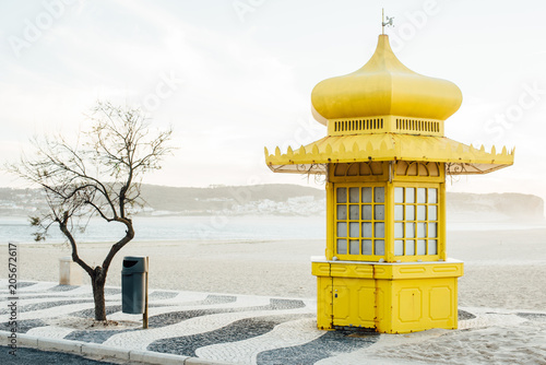 Yellow stall at the beach in Portugal photo