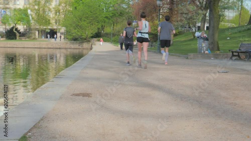 Wallpaper Mural Embankment along the lake Lake, people running on the treadmill in Hamburg Torontodigital.ca
