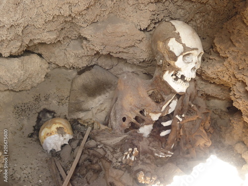 skeleton in grave, bolivia, salt desert