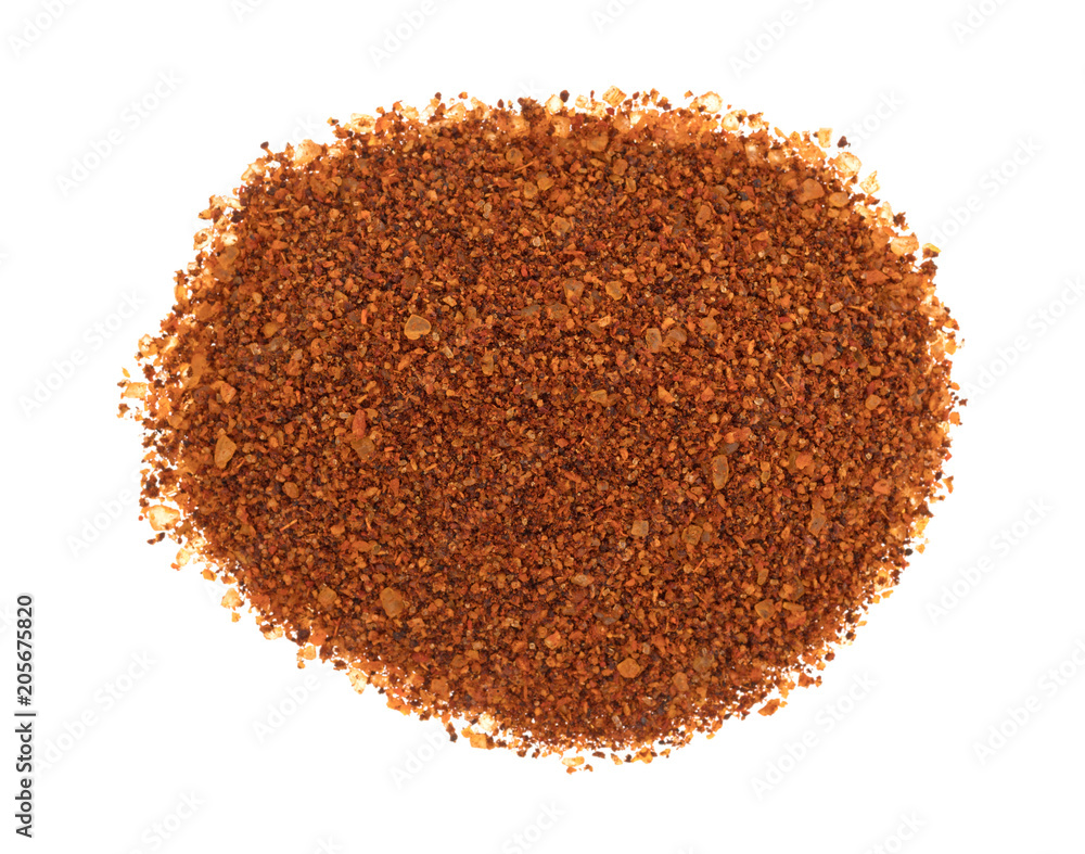 Top view of Habanero pepper seasoning on a white background. Top view of Habanero pepper seasoning on a white background.
