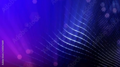 3d loop abstract animation with beautiful light effects of glow particles with depth of field, bokeh and light rays for seamless abstract background vj loop like microcosm or space. sparkling blue 21