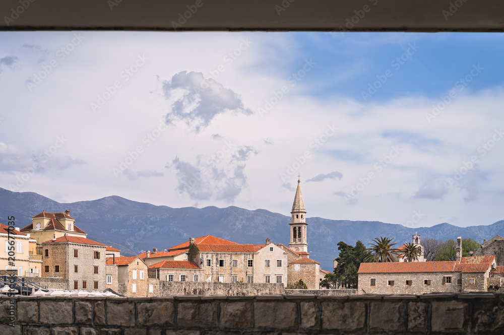 Fototapeta premium Church tower in Budva Old Town
