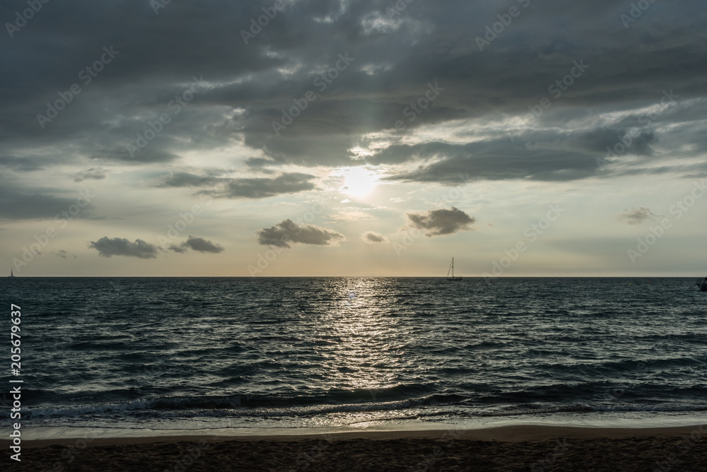 Beautiful sunset off the Kohala coast on the Big island of Hawaii 