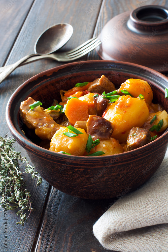 Beef Goulash with Potatoes, Carrots and Mushrooms Beef Goulash with Potatoes, Carrots and Mushrooms