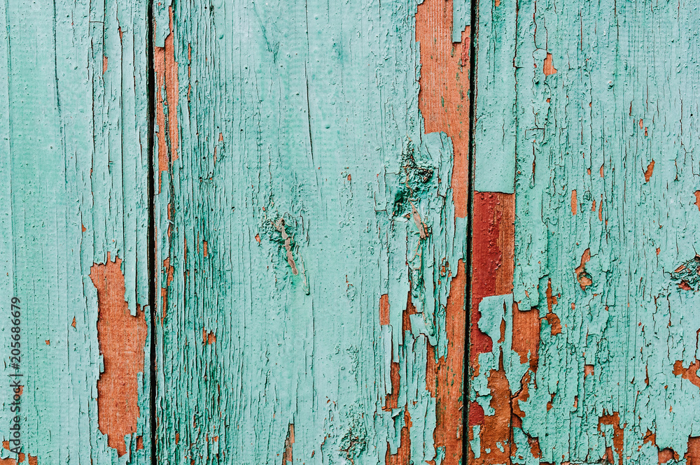 The old cracked paint..Over time, the paint green wood grain, background, colorful, cracks in the paint, vintage, abstract, grunge, texture