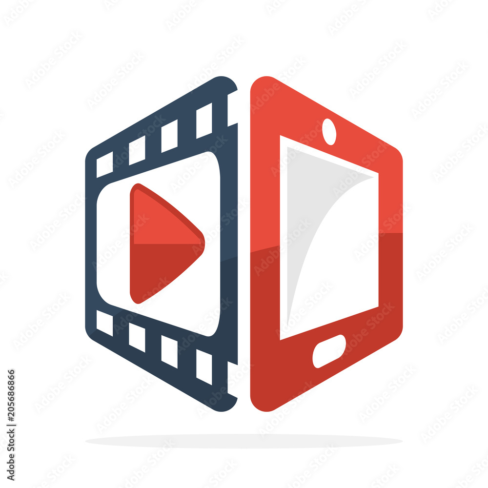 icon illustration symbol with the concept of streaming video / movie with mobile phone application Stock Vector Adobe Stock