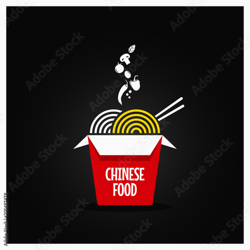 Chinese take out box. Takeaway restaurant food background