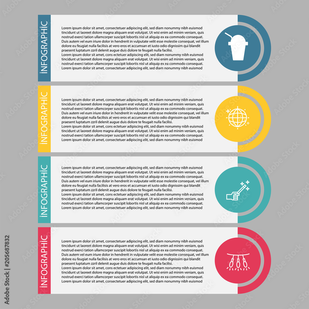 Birthday and party infographic with icon 4 step, for presentatio Birthday and party infographic with icon 4 step, for presentatio