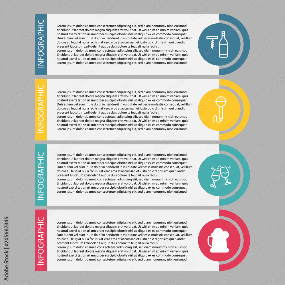 Birthday and party infographic with icon 4 step, for presentatio Birthday and party infographic with icon 4 step, for presentatio