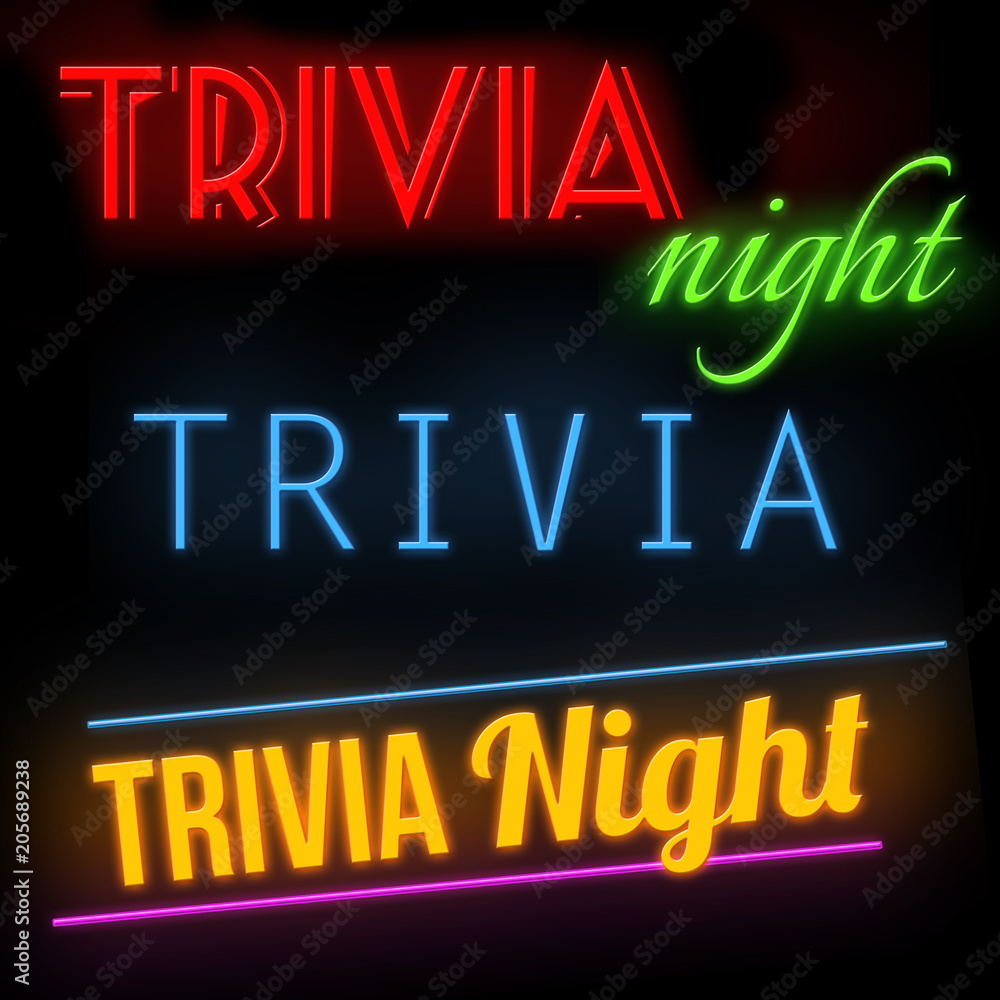 Obraz premium Trivia night glowing neon sign