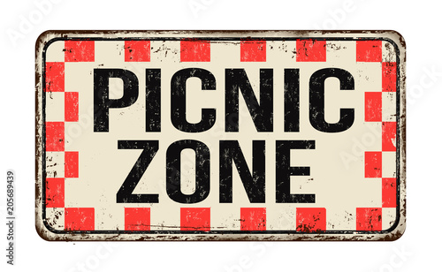 Picnic zone vintage rusty metal sign