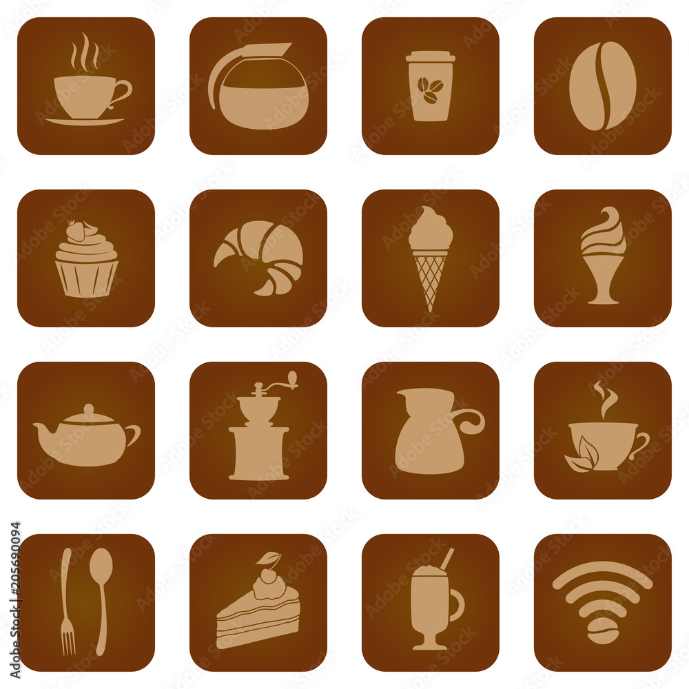 Icon set of coffee house. Coffee theme icons Icon set of coffee house. Coffee theme icons