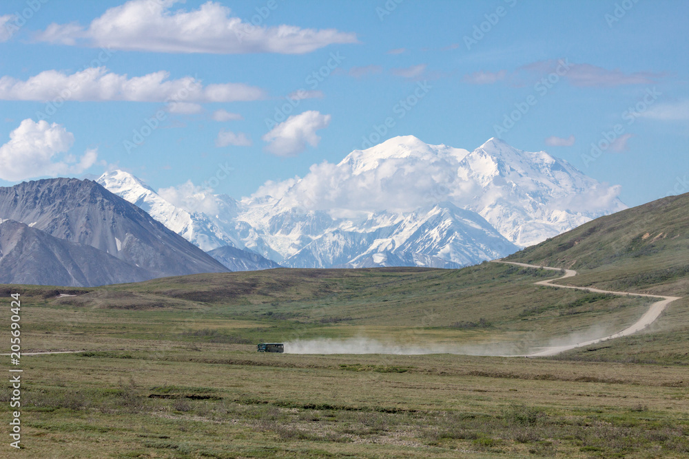 National Park bus drives only road into Denali National Park