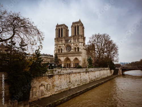 Notre Dame Cathedral is located in the heart of Paris on the largest island of the Seine river.
