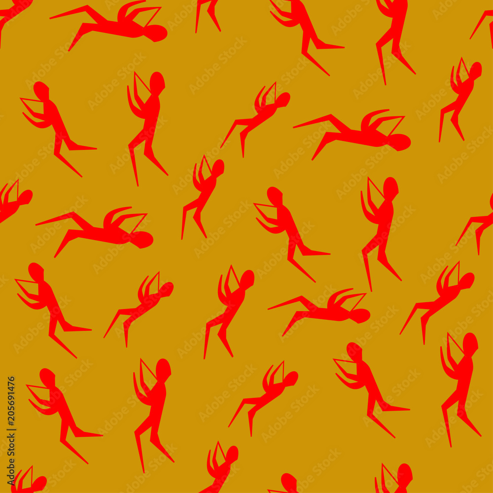 little red man seamless pattern, psychedelic vector art