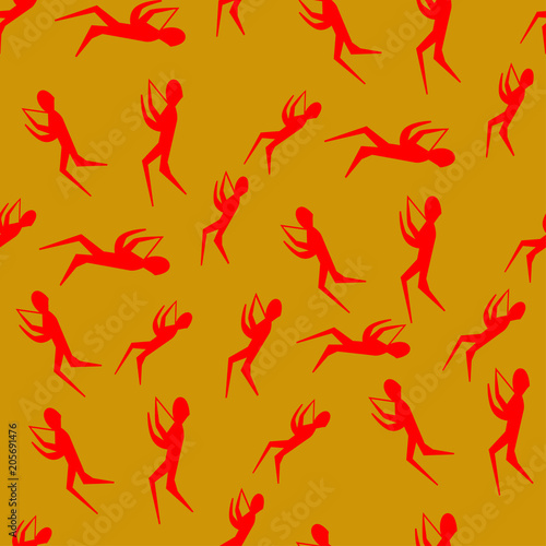 little red man seamless pattern  psychedelic vector art