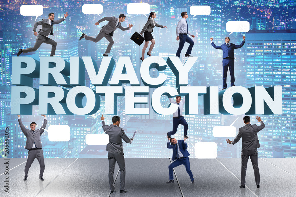 Data privacy protection concept with business people Data privacy protection concept with business people