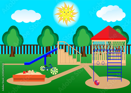 children's playground. Curtoon, flat design.