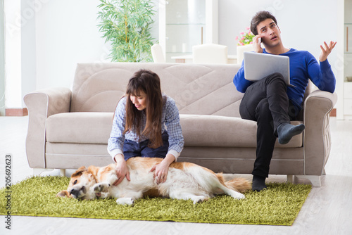 Man having allergy from dog fur