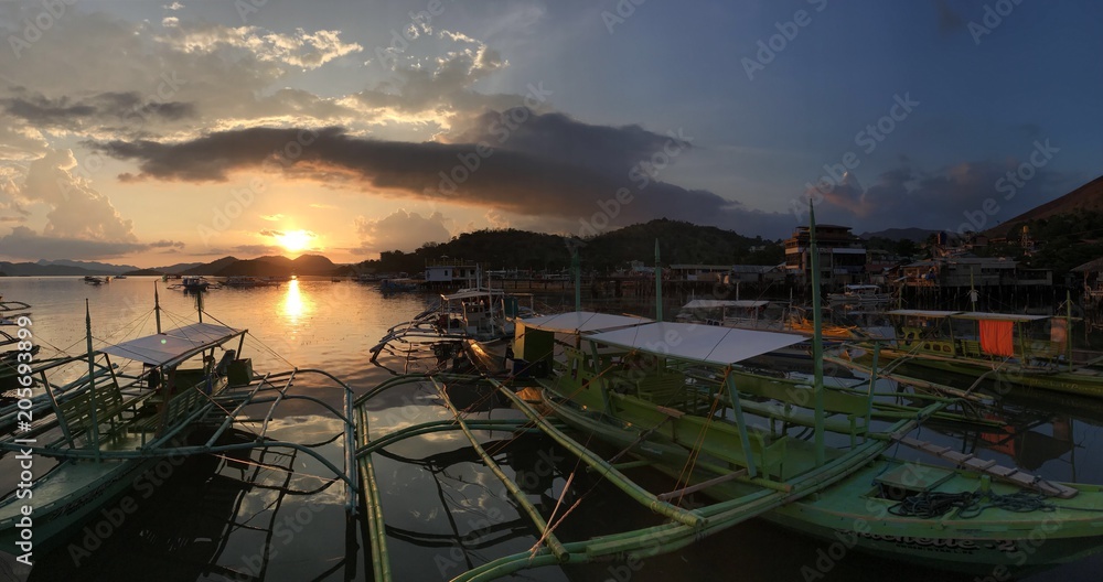 Sunset at tropical island, Coron, palawan, Philippines