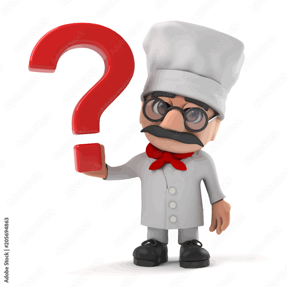3d Funny cartoon Italian pizza chef character has a question Stock Vector |  Adobe Stock