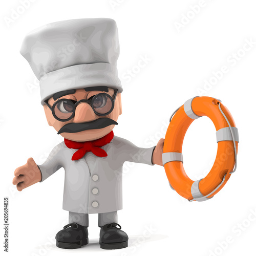 3d Funny cartoon Italian pizza chef character comes to the rescue