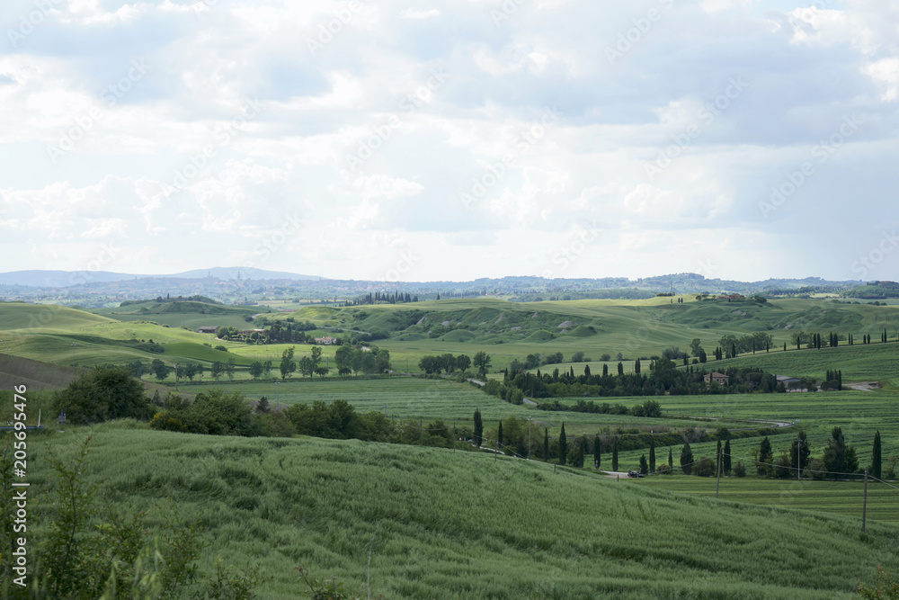 Fototapeta premium Crete Senesi near Asciano, Siena, Tuscan Italy, Magnificent landscape of the Tuscan countryside 