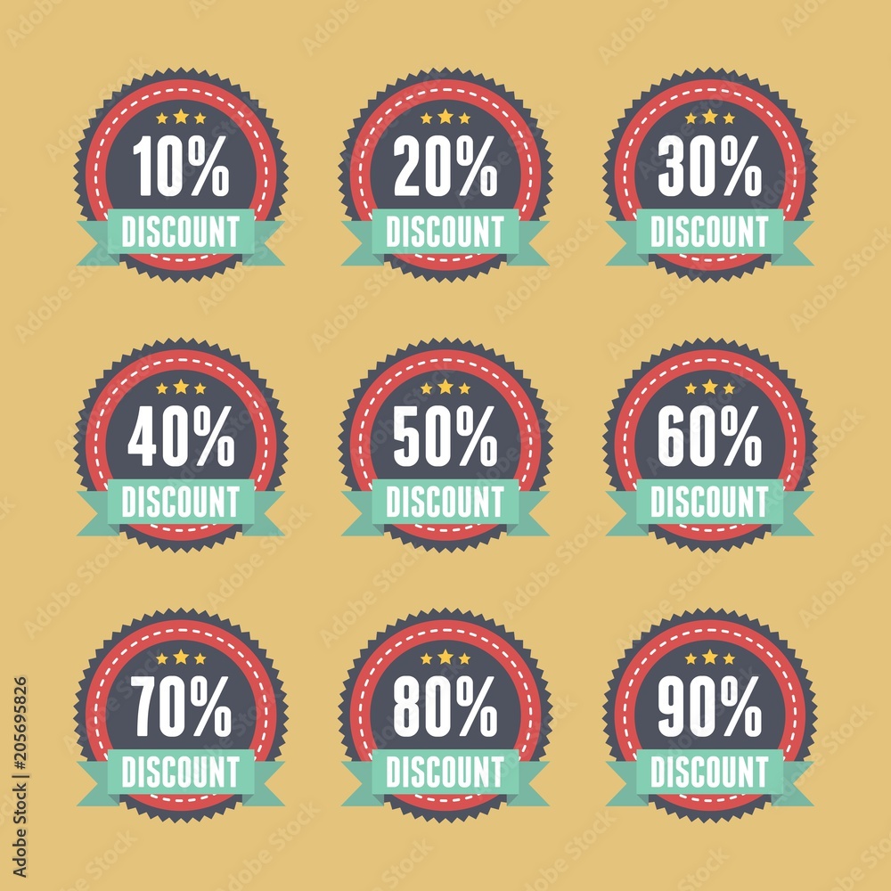 Retro discount badge sell sale promotion vector