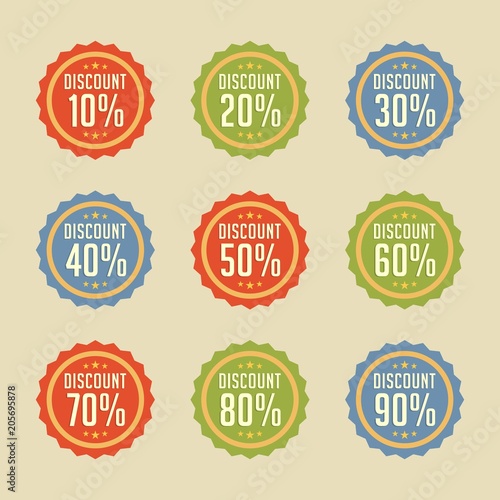 Retro discount badge sell sale promotion vector