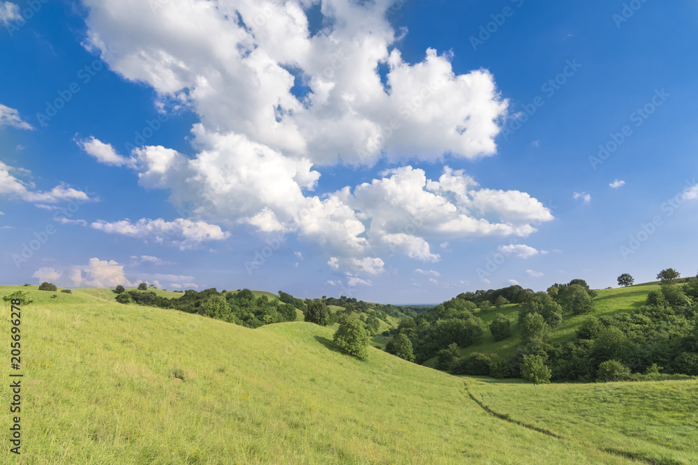 Beautiful landscape of the green hills