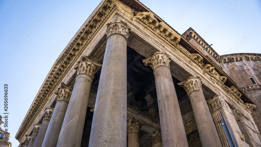 Columned entrance to the Pantheon, Rome, Italy