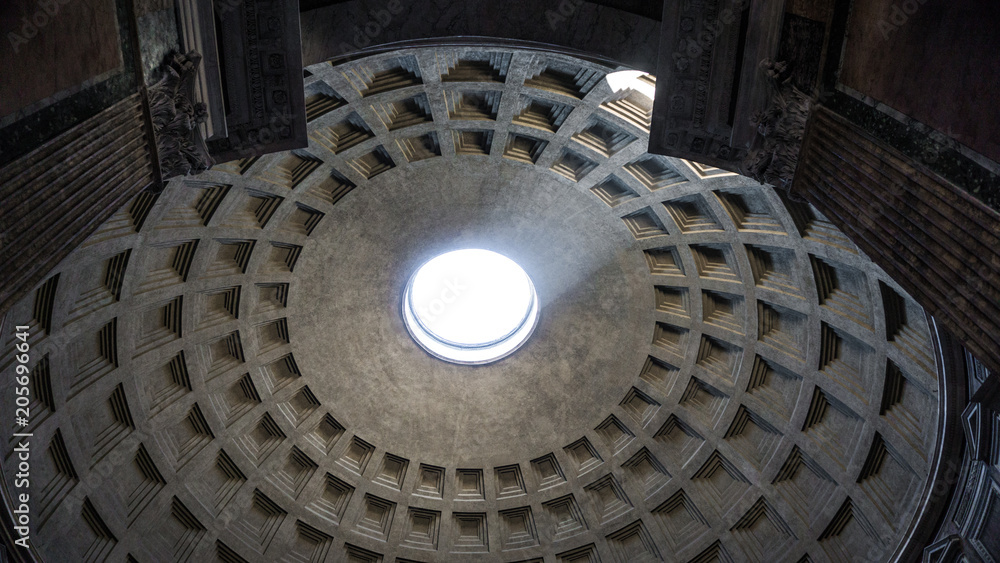 Light beaming through the oculus in the Pantheon, Rome, Italy