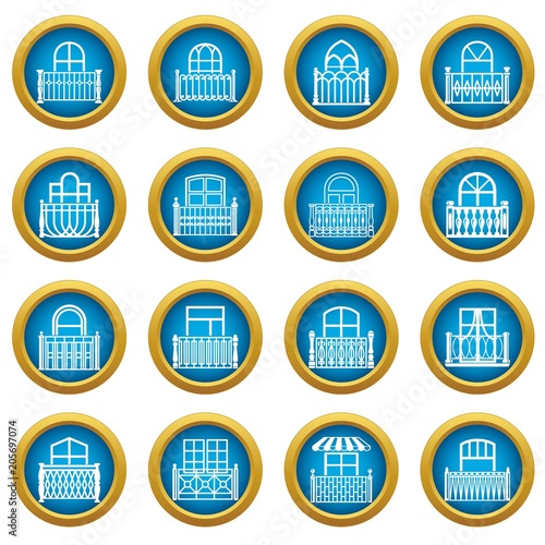 Balcony window icons set. Simple illustration of 16 balcony window vector icons for web
