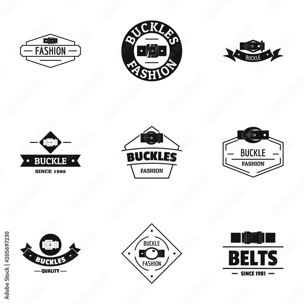 Fashion belt logo set. Simple set of 9 fashion belt vector logo for web ...