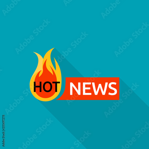 Hot news logo. Flat illustration of hot news vector logo for web design