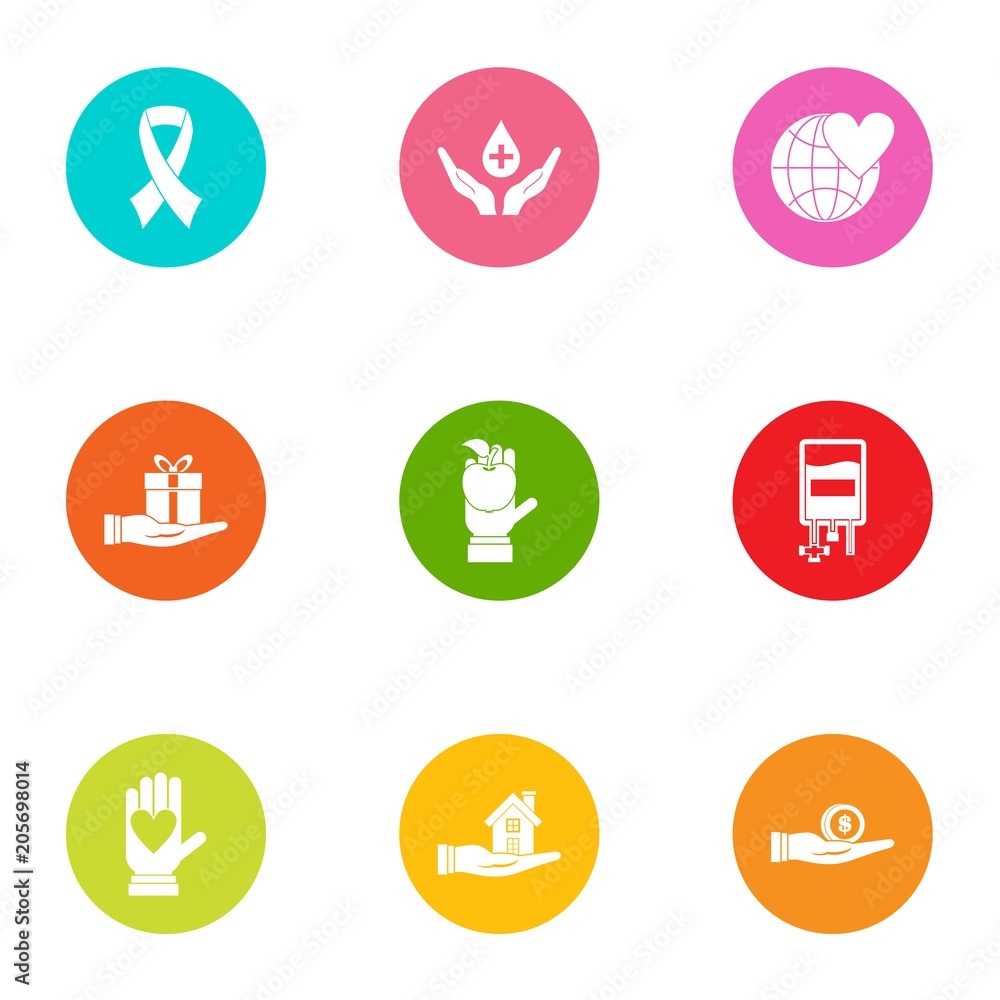 World donat icons set. Flat set of 9 world donat vector icons for web isolated on white background World donat icons set. Flat set of 9 world donat vector icons for web isolated on white background