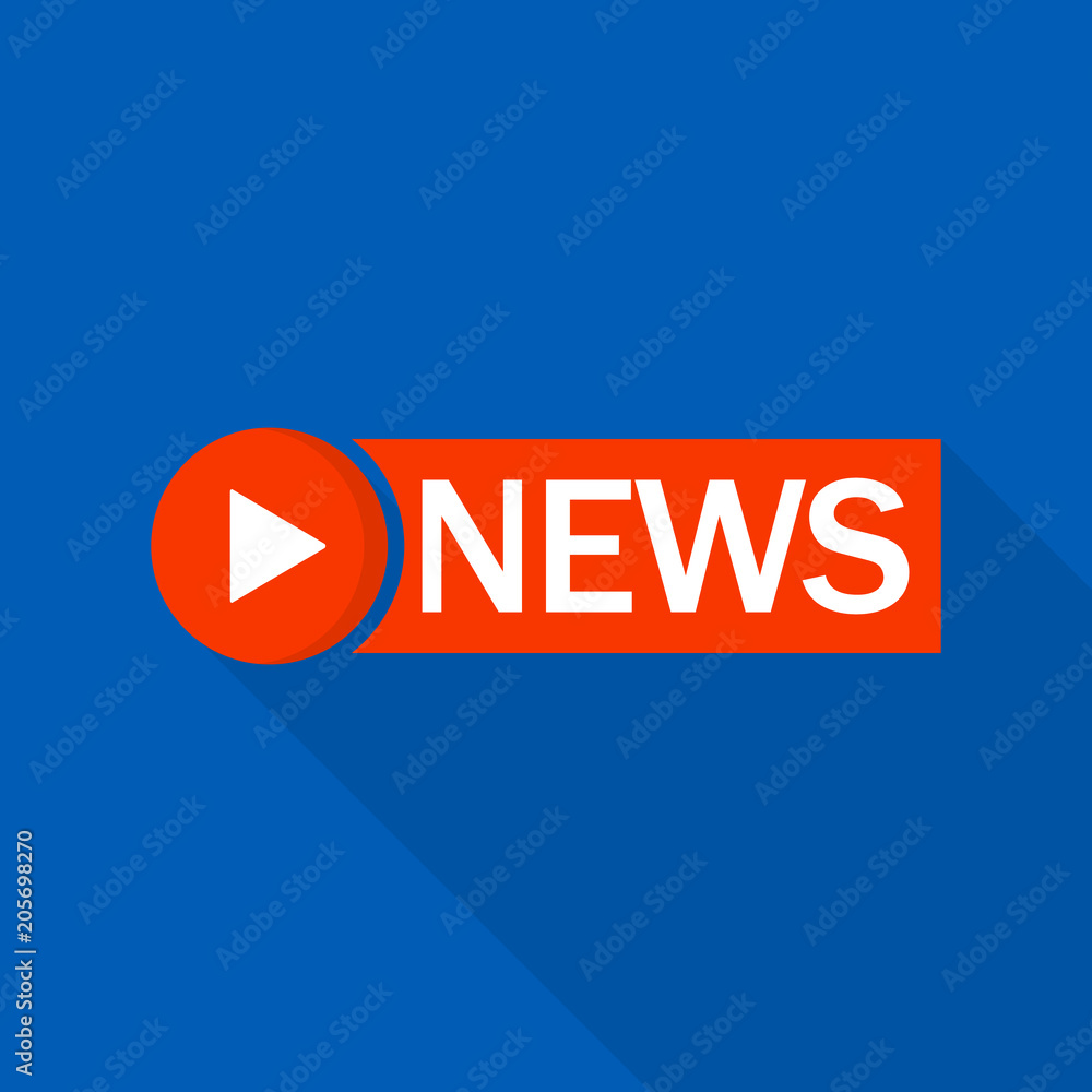 Red news logo. Flat illustration of red news vector logo for web design