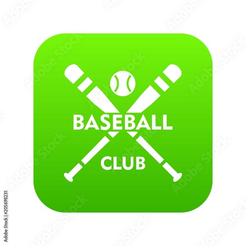 Baseball club icon green vector isolated on white background