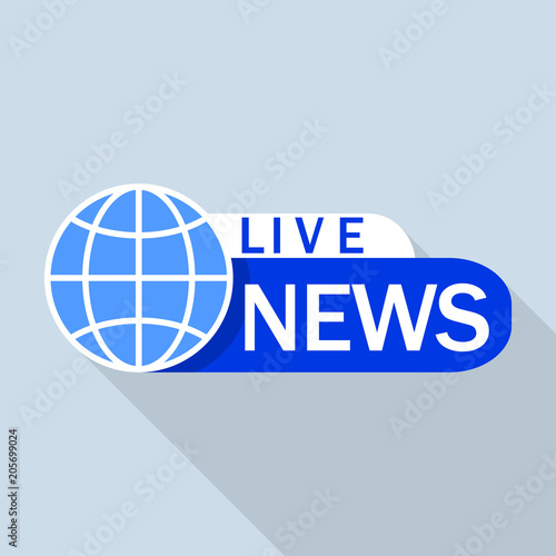 Blue live global news logo. Flat illustration of blue live global news vector logo for web design