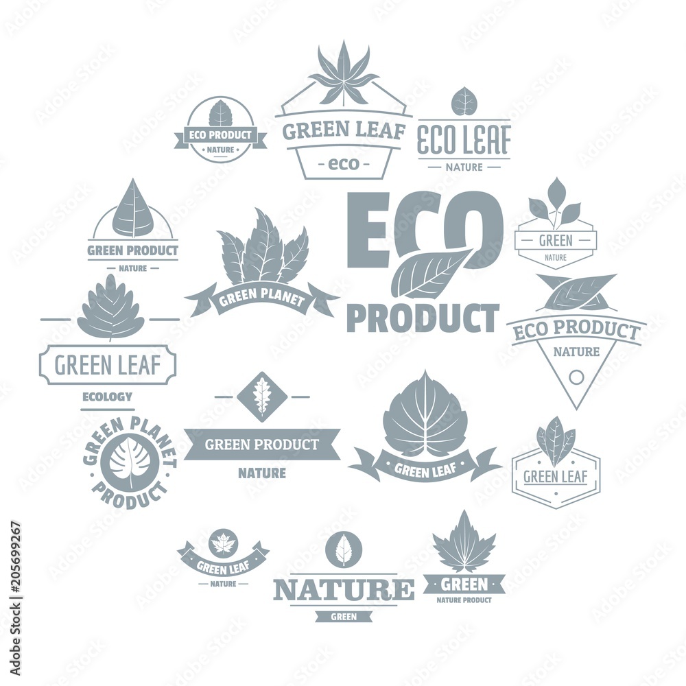 Eco leaf logo icons set. Simple illustration of 16 eco leaf logo vector icons for web Eco leaf logo icons set. Simple illustration of 16 eco leaf logo vector icons for web
