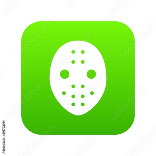 Canvas Print Hockey goalkeeper helmet icon green vector isolated on white background