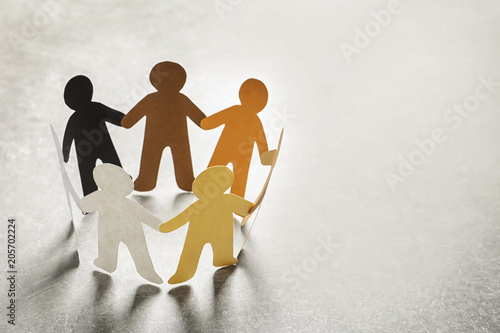 Tableau sur toile Colorful ropes tied together on white background. Unity concept