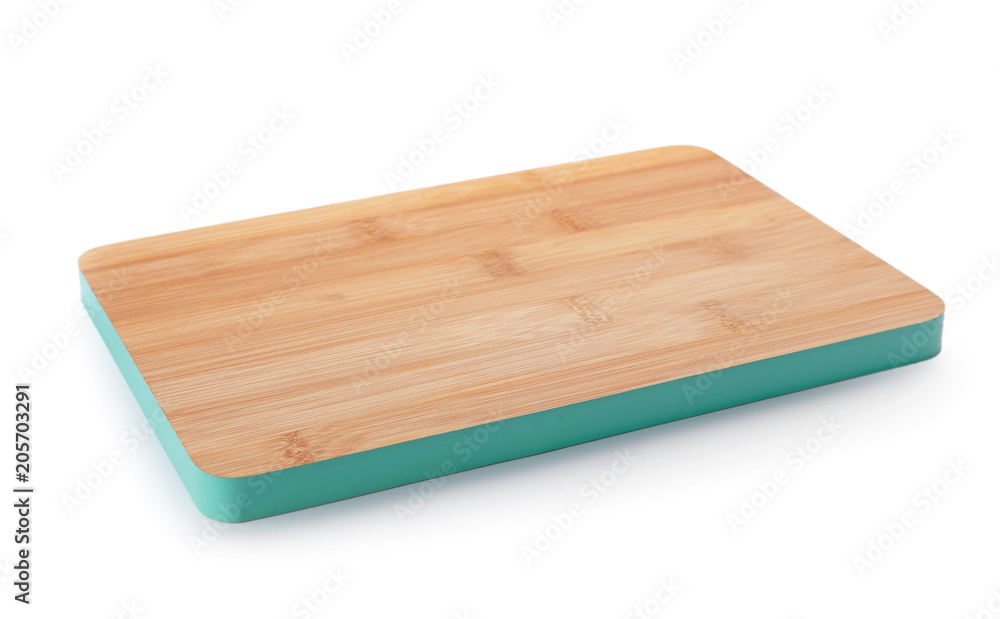 Wooden board on white background. Kitchen accessory Wooden board on white background. Kitchen accessory