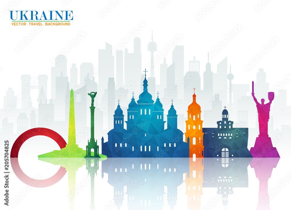Ukraine Landmark Global Travel And Journey paper background. Vector Design Template.used for your advertisement, book, banner, template, travel business or presentation.